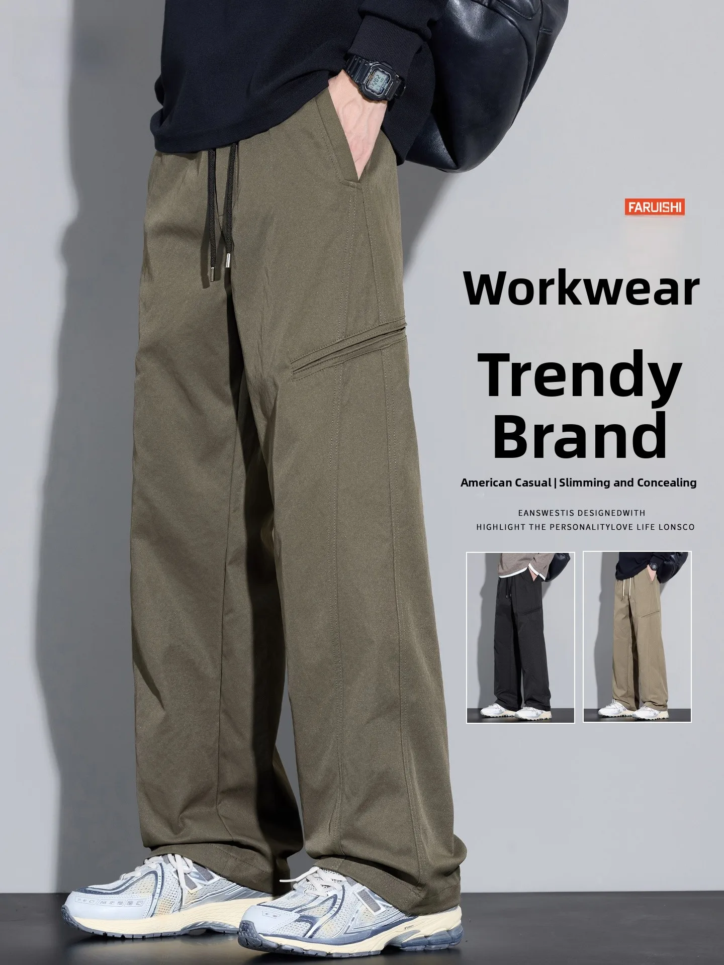 

Мужские повседневные брюки American Sle Workwear, весна-осень, свободные, прямые, спортивные, модные, длинные, в стиле милитари...