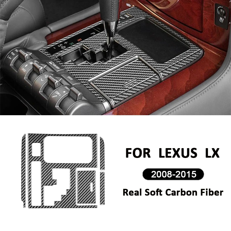 For Lexus LX 2008-2015 Accessories Carbon Fiber Auto Central Console Gear Shifter Panel Cover Trim Decoration Interior Sticker