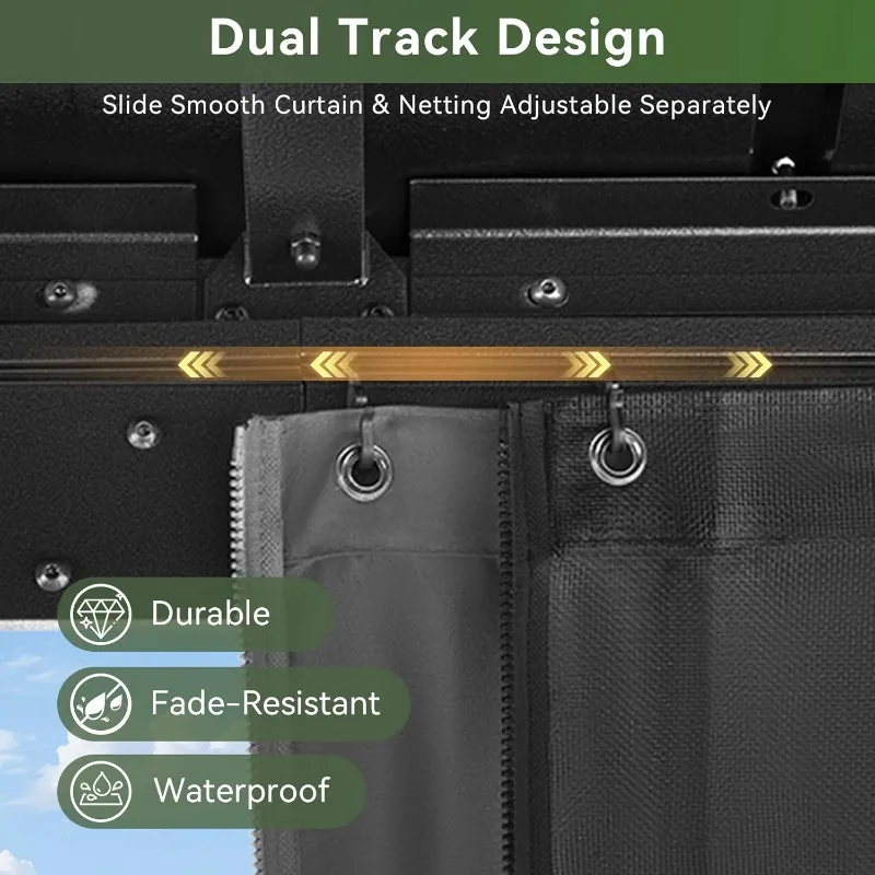 إطار من الألومنيوم مناسب لجميع الأحوال الجوية مقاس 10 × 12 قدمًا مع ستائر لسطح الفناء وساحة الحديقة #6