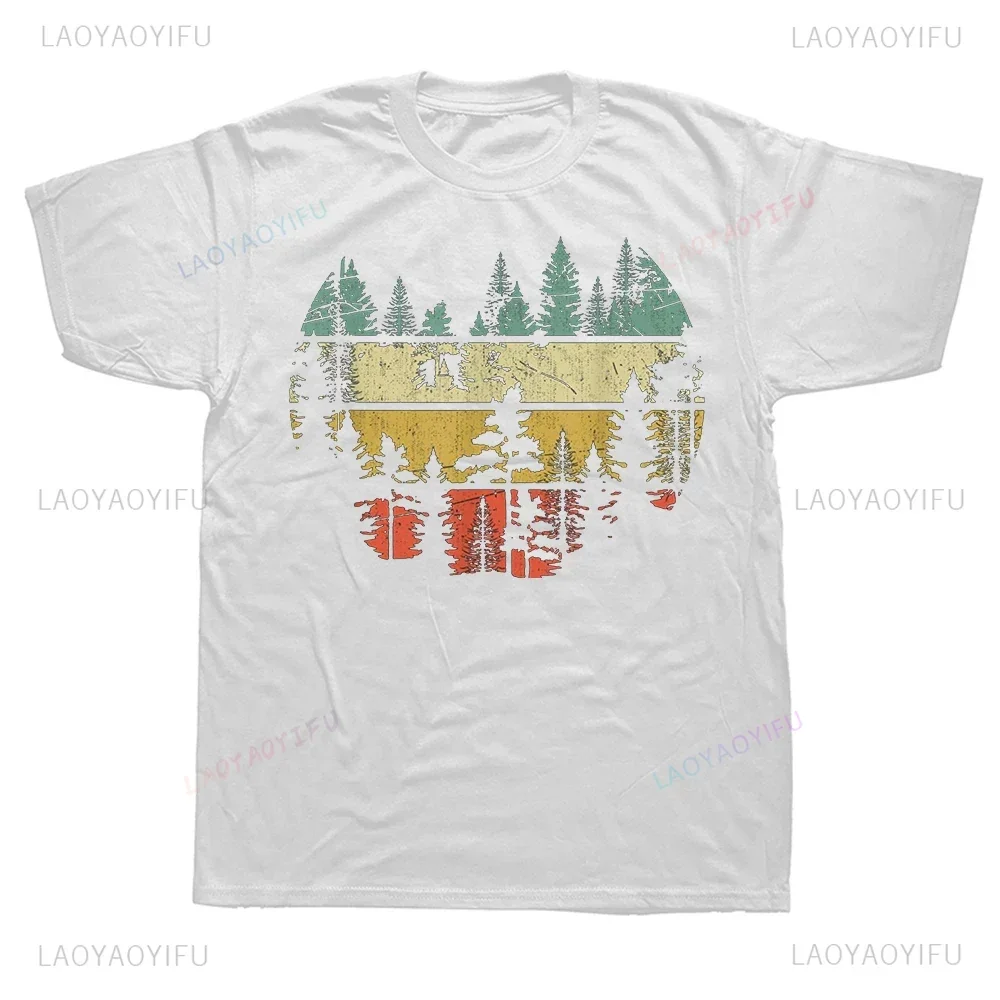 Wildlife Trees Outdoors Nature Retro Forest Man T Shirt Hiking Camping Birdwatching Photography Mountains Unique Cotton T-shirt