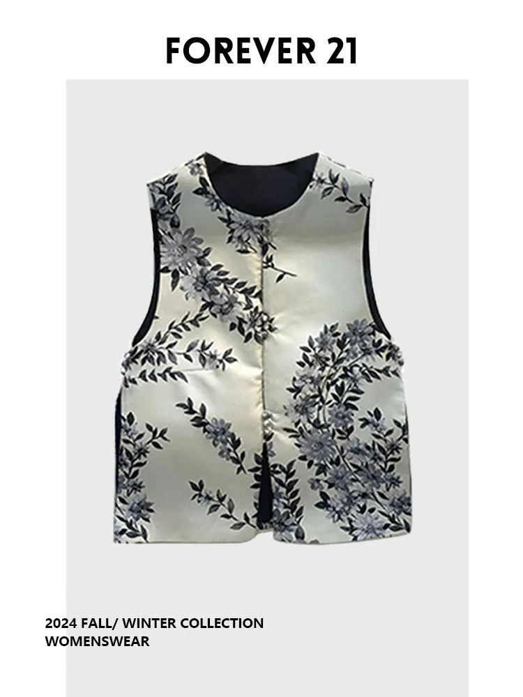 

Жилет Forever 2 в стиле ретро, китайский стиль, белый с принтом ветвей, Little Fraance, для повседневной носки, больших размеров, для ношения под одеждой