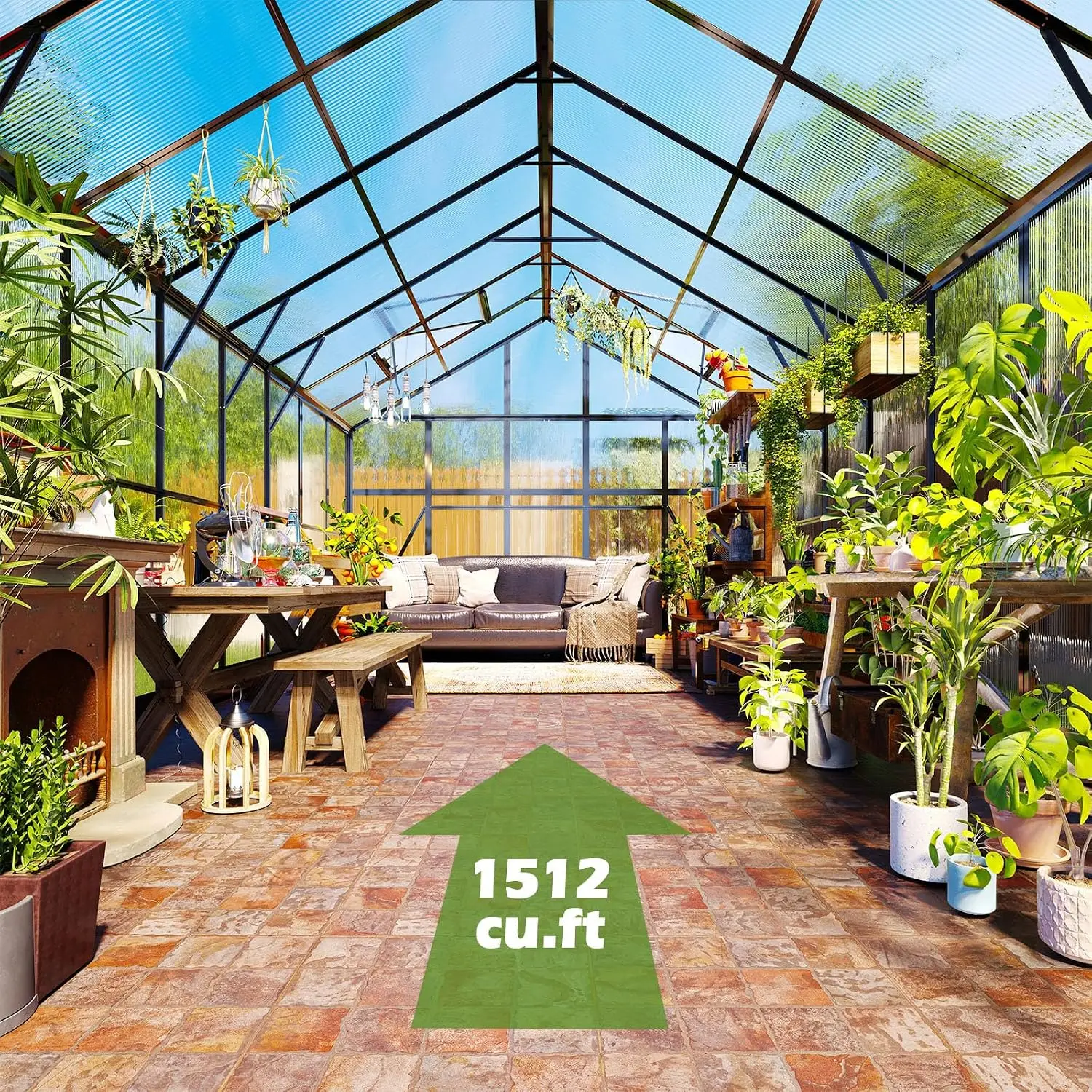 10x18 FT Polycarbonate Greenhouse with 4 Roof Vents, Custom