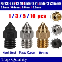 MK8 Nozzle For CR-6 SE Hard Steel Brass Copper Plated Nozzles for CR6 SE CR5 Pro Ender 3 S1 pro CR10 V2 Ender5 Nozzle 0.4 0.6mm