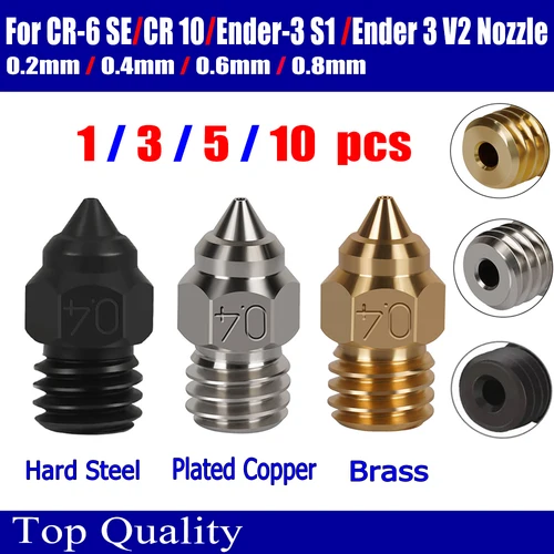 Boquilla MK8 para CR-6 SE, boquillas chapadas en cobre y latón de acero duro para CR6 SE CR5 Pro Ender 3 S1 pro CR10 V2 Ender5, boquilla de 0,4 0,6mm