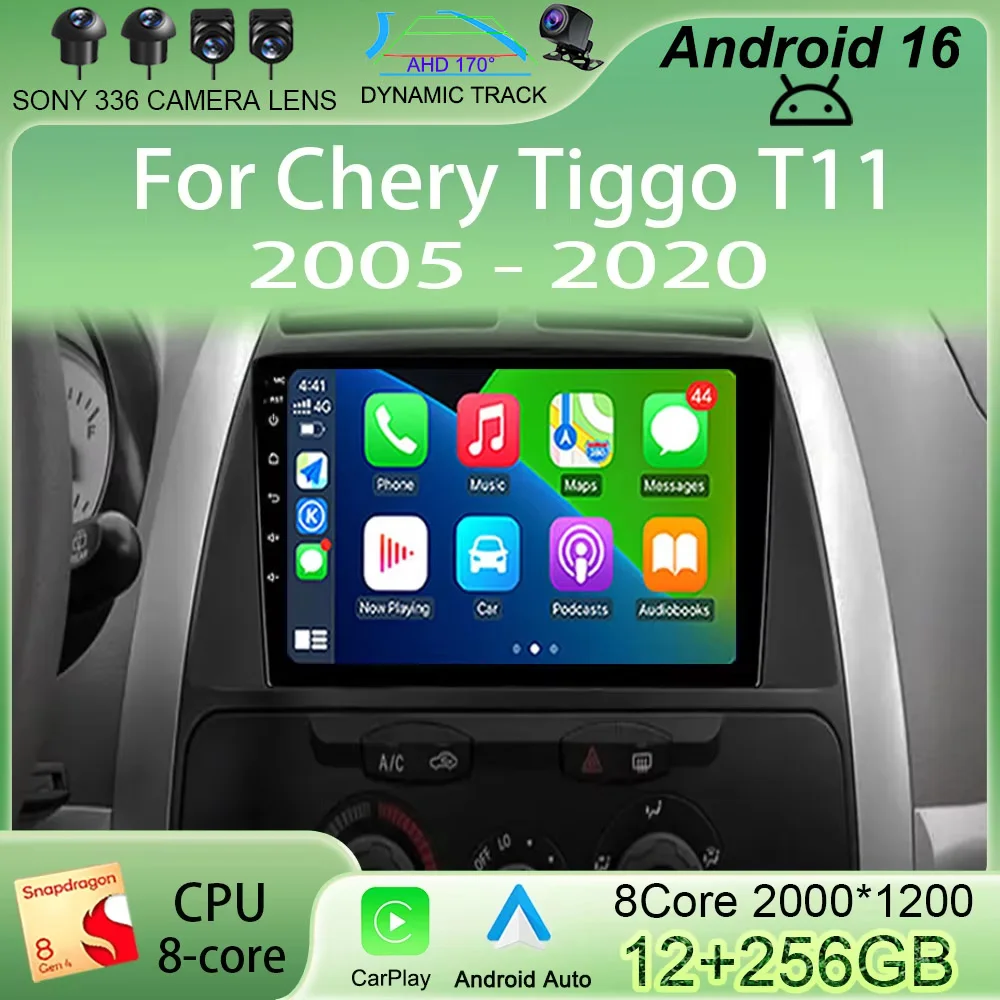 

Автомагнитола Android 16 с беспроводным CarPlay для Chery Tiggo T11 2005-2020, мультимедийный видеоплеер, навигация GPS, Wi-Fi, 4G, стереосистема