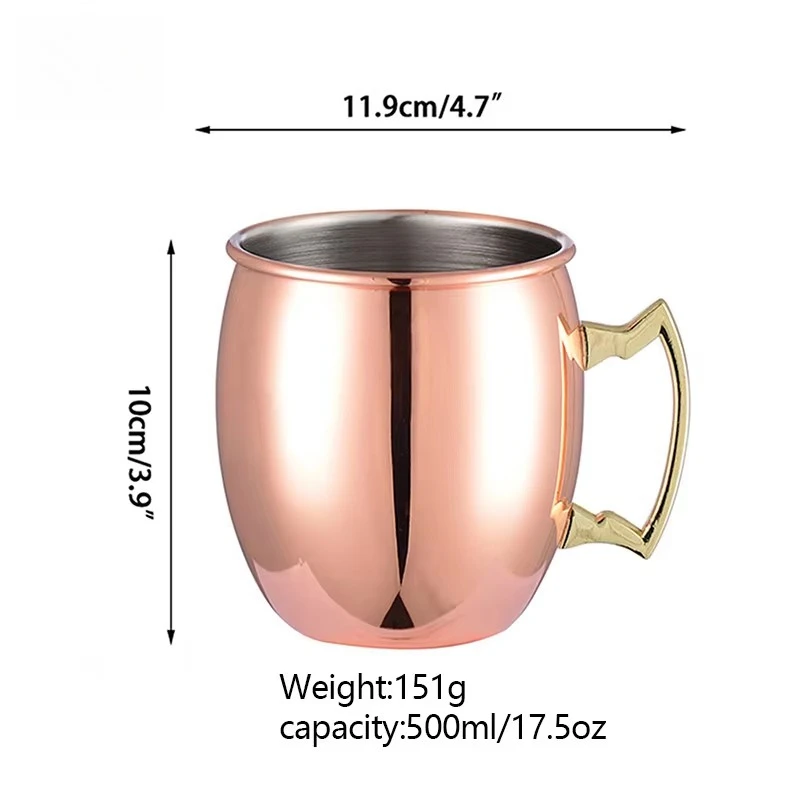 Limited Offer Hammered Copper Plated Moscow Mule Mug Stainless Steel Cocktail Metal Cup Bar Water Drinking Vessel