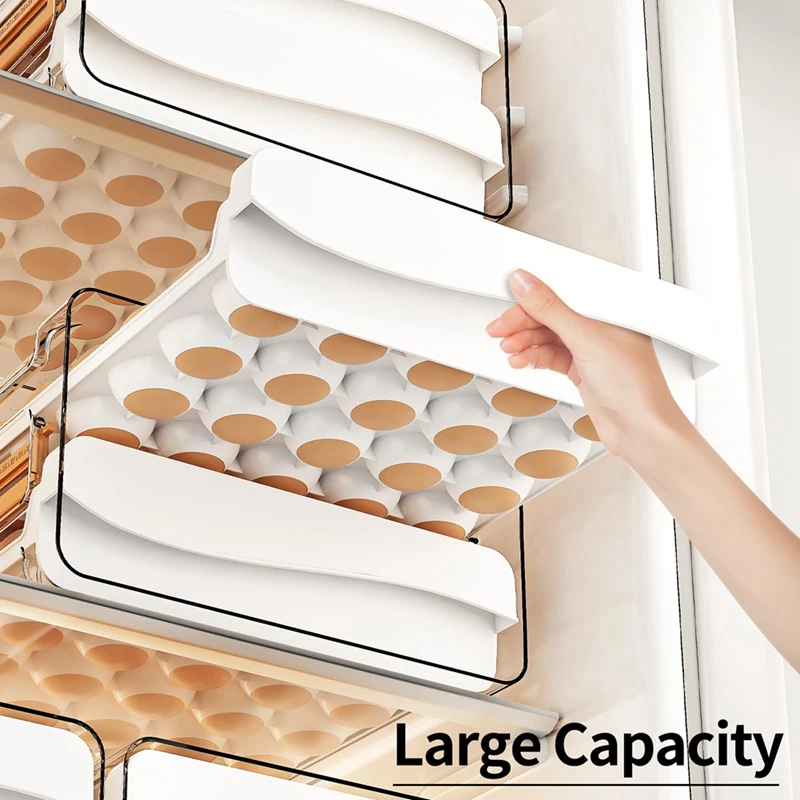 New Egg Container for Refrigerator 40 Count,Large Capacity Egg Organizer for Fridge, Transparent Egg Holder for Refrigerator