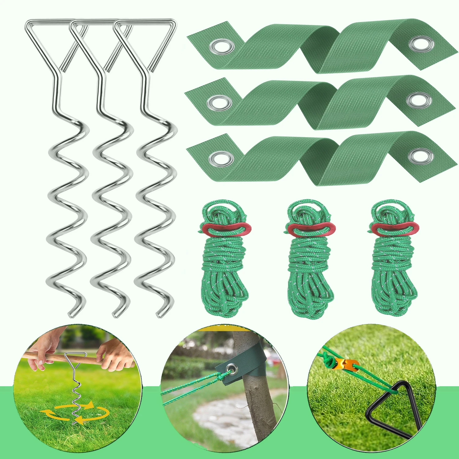 

3Set Tree Stakes and Supports for Leaning Trees,Spiral Tree Stake Kit for Trees Straightening,Windproof,Protect from Bad Weather