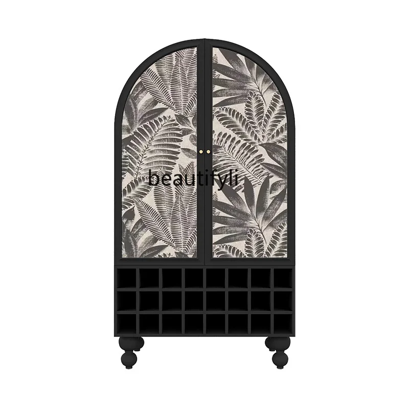 

Simple and modern solid wood wine cabinet, living room wine rack for home use, side cabinet free installation locker model