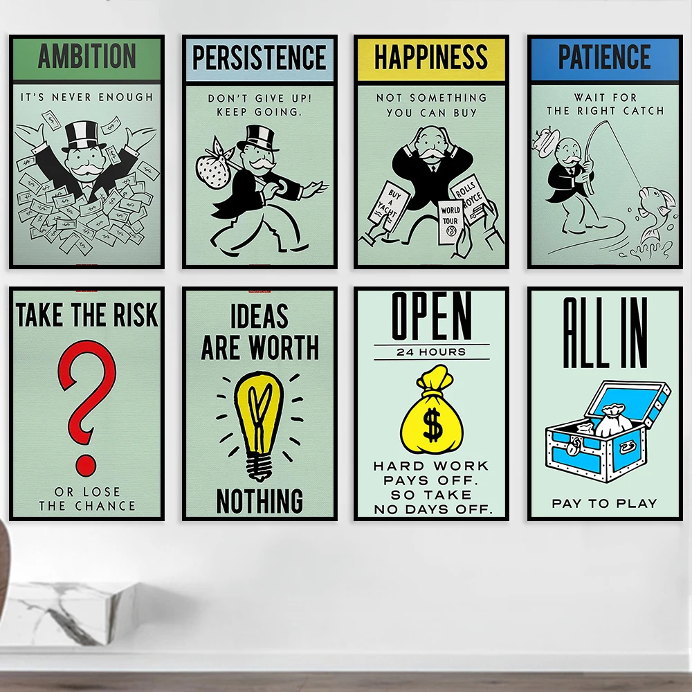 Alec Monopoly Inspiration Canvas Painting Successful Posters and Prints Art Print Mural Stock Market Money Home Wall Decoration