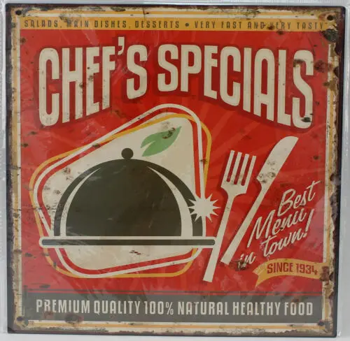 9977584-x Panneau Métallique Retro Vintage Chef ´S Spécial Menu 30x30cm