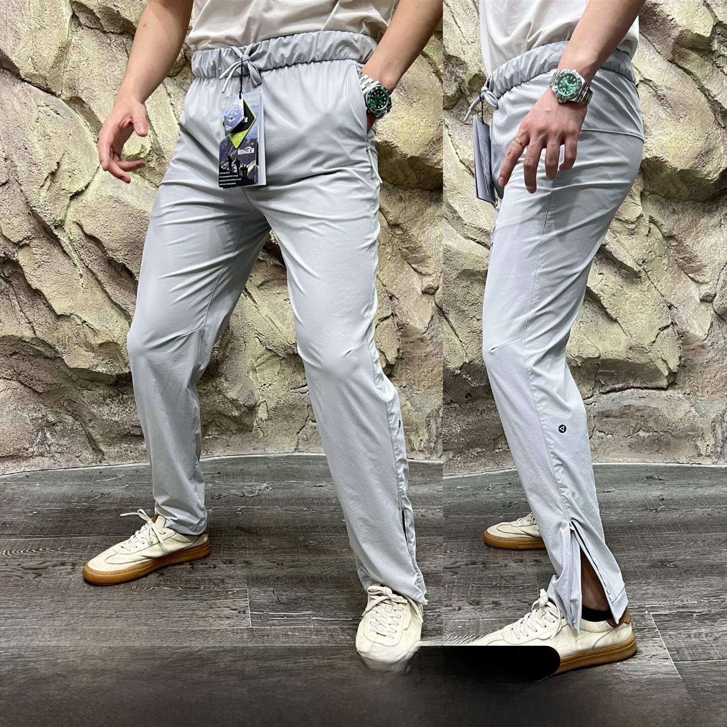 

Спортивные повседневные брюки серии L, дышащие эластичные брюки на молнии, удобные весенне-летние молодежные повседневные деловые брюки