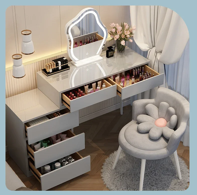 Estilo creme, penteadeira, quarto, simples, moderna, mesa de maquiagem, madeira maciça