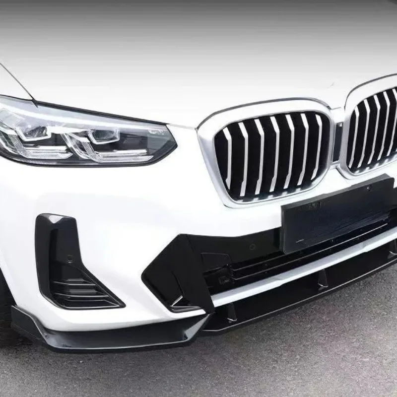 Car Front Bumper Splitter Lip Trim Spoiler Diffuser Guard Body Kit For BMW X3 G01 X4 G02 M Sport LCI 2022-2024 iX3 G08 M40i M40d