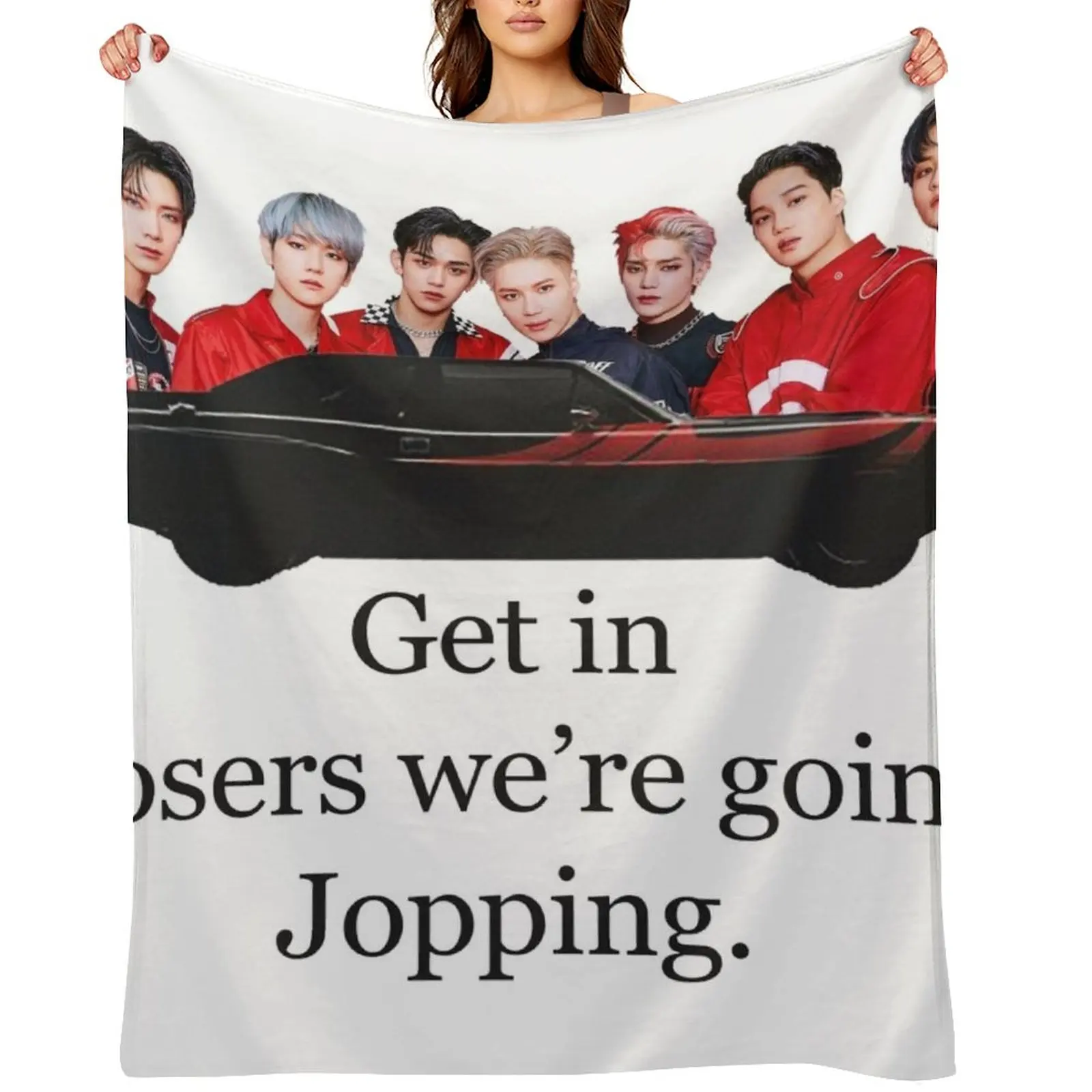 

SUPER M100 t-shirt Throw Blanket Plaid on the sofa Flannel Fabric Single Beach Blankets