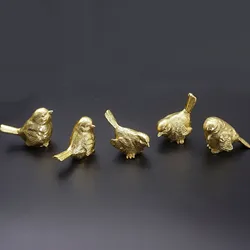 Creative Solid Brass Furniture Handles Cute Bird Shaped Drawer Knobs for Children's Room Wardrobe Pulls Kitchen Cabinet Hardware