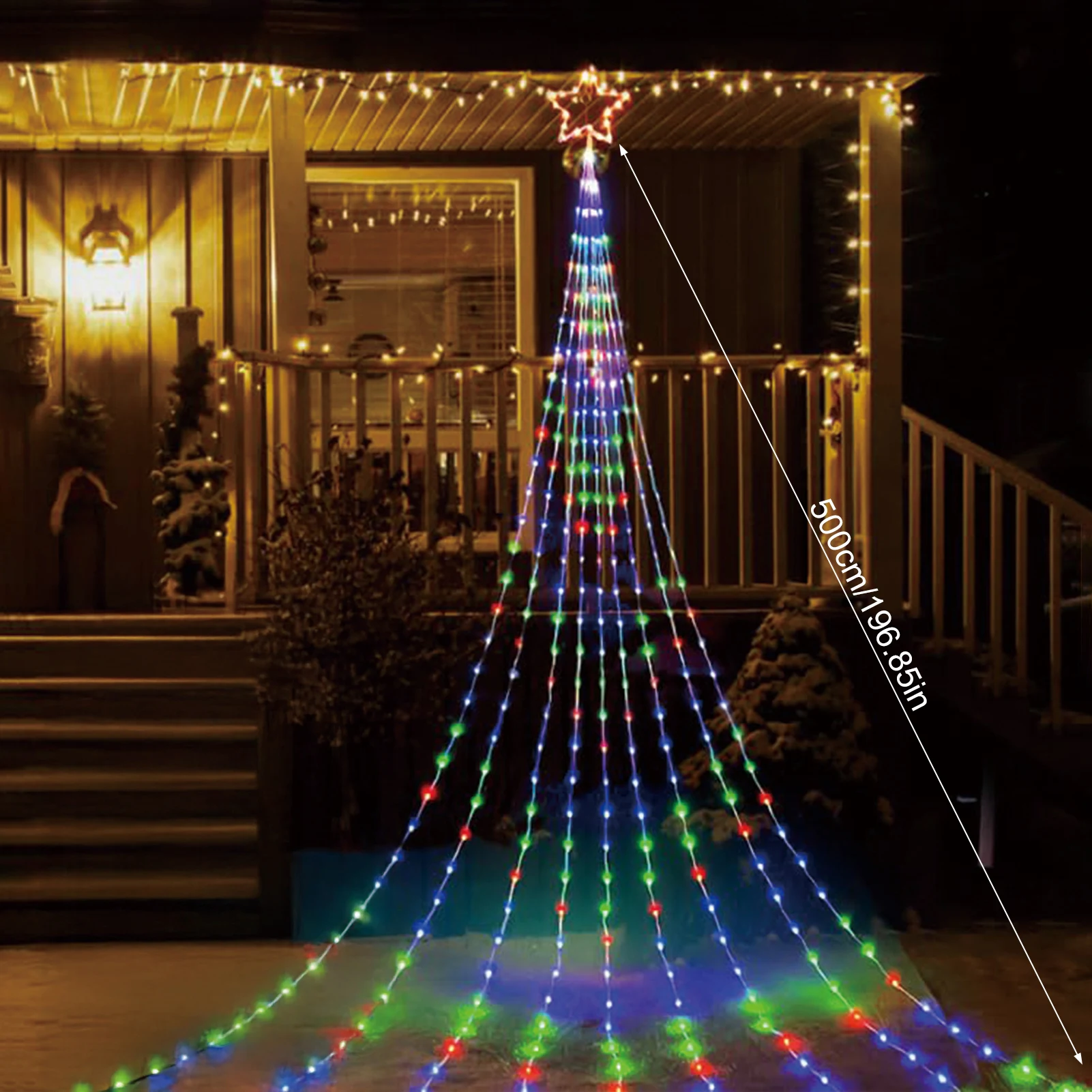 Tira de luces decorativas para colgar al aire libre, cómoda de usar con múltiples modos, adecuada para patio y jardín