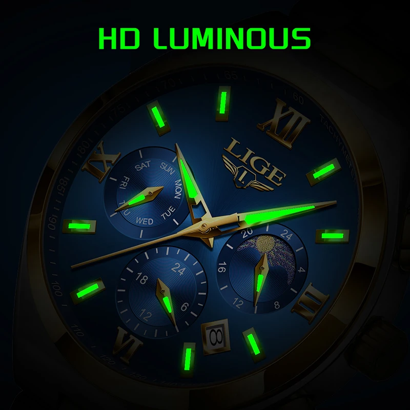 2025 LIGE Top Brand Luxury Mens Watch Business Casual Quartz Wristwatches Waterproof Luminous Date Watches For Men Reloj Hombre