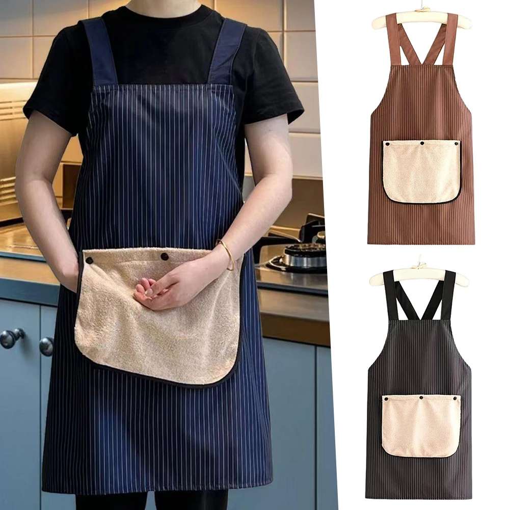 

Waterproof Kitchen Apron With Hand Towels Detachable Absorbent Coral Fleece Towels For Home Kitchen Cooking And Baking Apron
