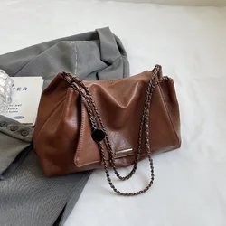 Solid Color High Capacity PU Chain Shoulder Bags 2024 High Quality Women's Bags Selling Fashion Handbag Bolsos De Señora