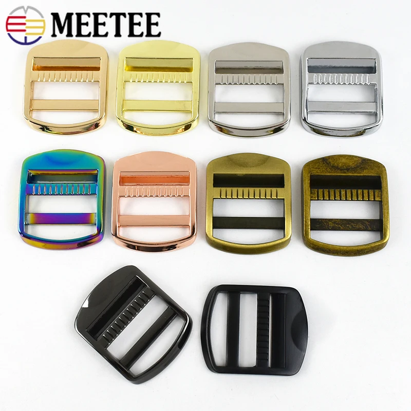 2/4/10Pcs 19-38mm Metal Buckles For Bag Strap Tri-Glide Adjust Buckle Backpack Webbing Slider Clasp DIY Hardware Accessories