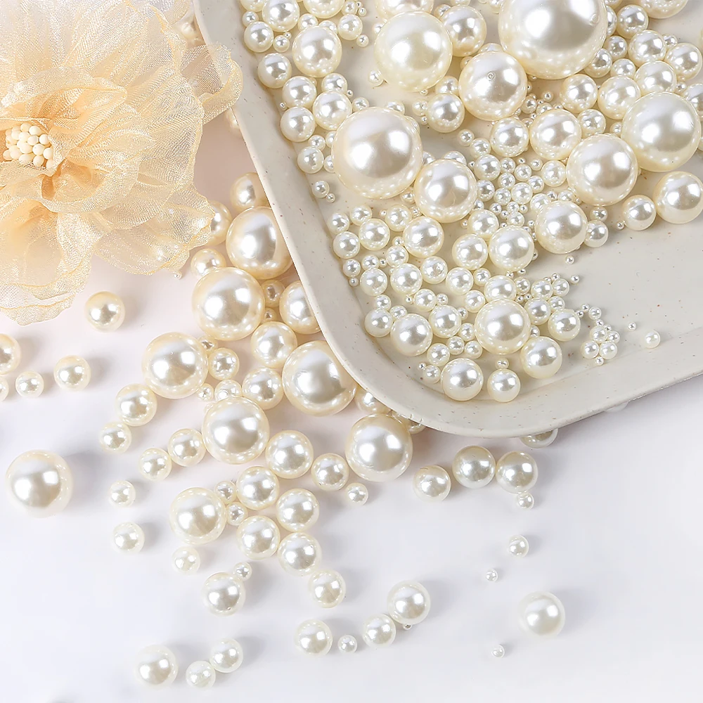 2-25mm No Hole Acrylic Beads Imitation Pearl Loose Bead Headwear Shoes Bags Caps Garment Trim DIY Craft Jewelry Making Supplies