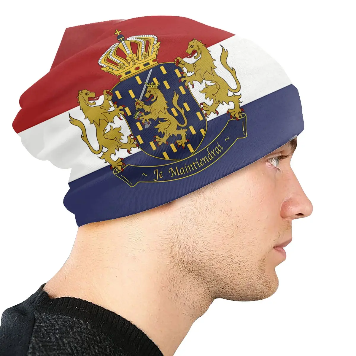 Rijkswapen Nederland (Het Wapen Van Nederland) Herfst Vrouwelijke Dunne Beanies Dubbelgebruikte Casual Muts Hoeden