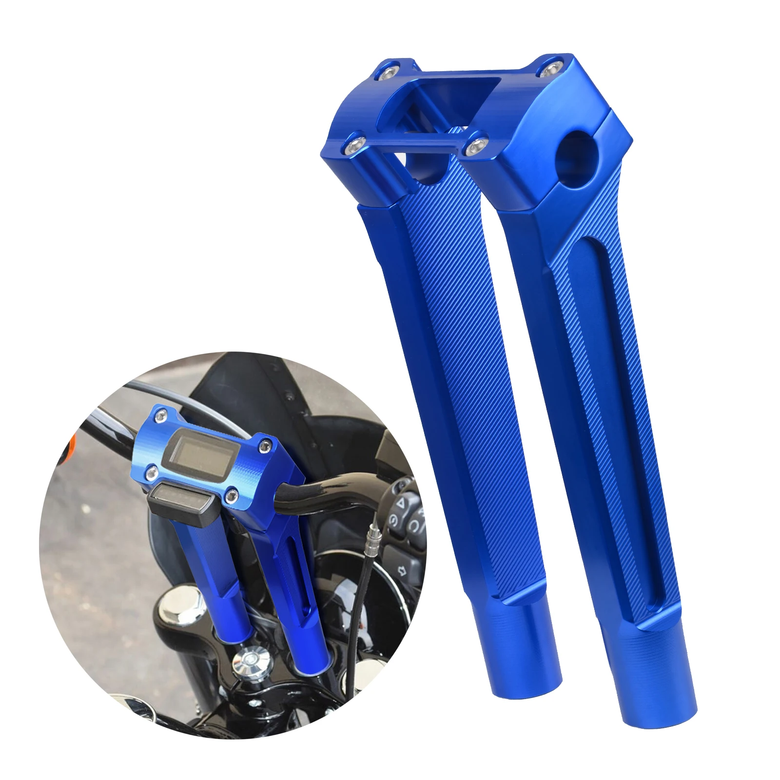 

10"Digital Gage Gauge Handlebar Riser Motorcycle Handlebar Risers Fit for Harley Riser Softail Street Bob 2018 2019 2020 2021