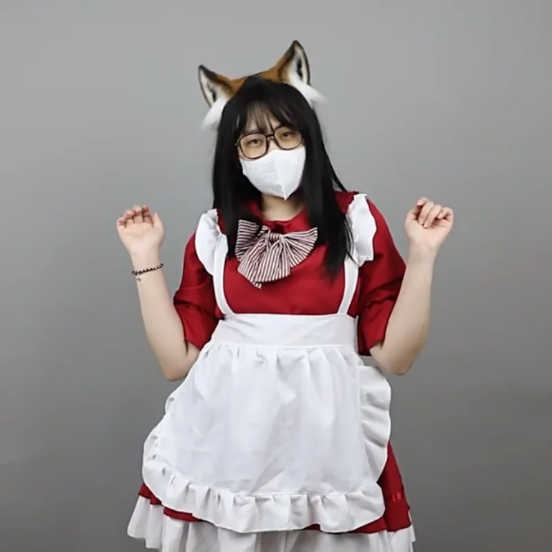 사랑스러운 뜨거운 수제 애니메이션 모피 여우 귀 머리 장식 귀여운 소녀 머리 후프 할로윈 코스프레 소품 액세서리