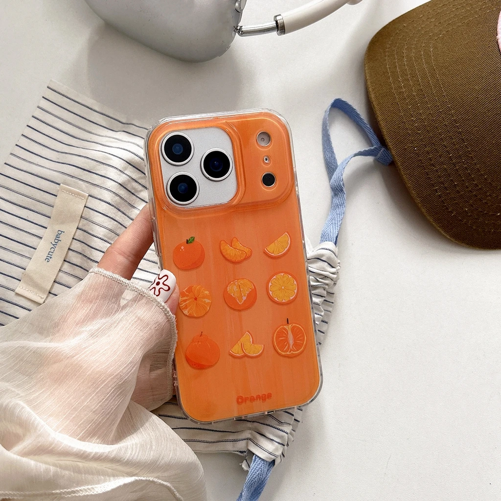

Противоударный защитный чехол для телефона с креативной мультяшной оранжевой иллюстрацией для iPhone 17, 16, 15, 14 Pro Max