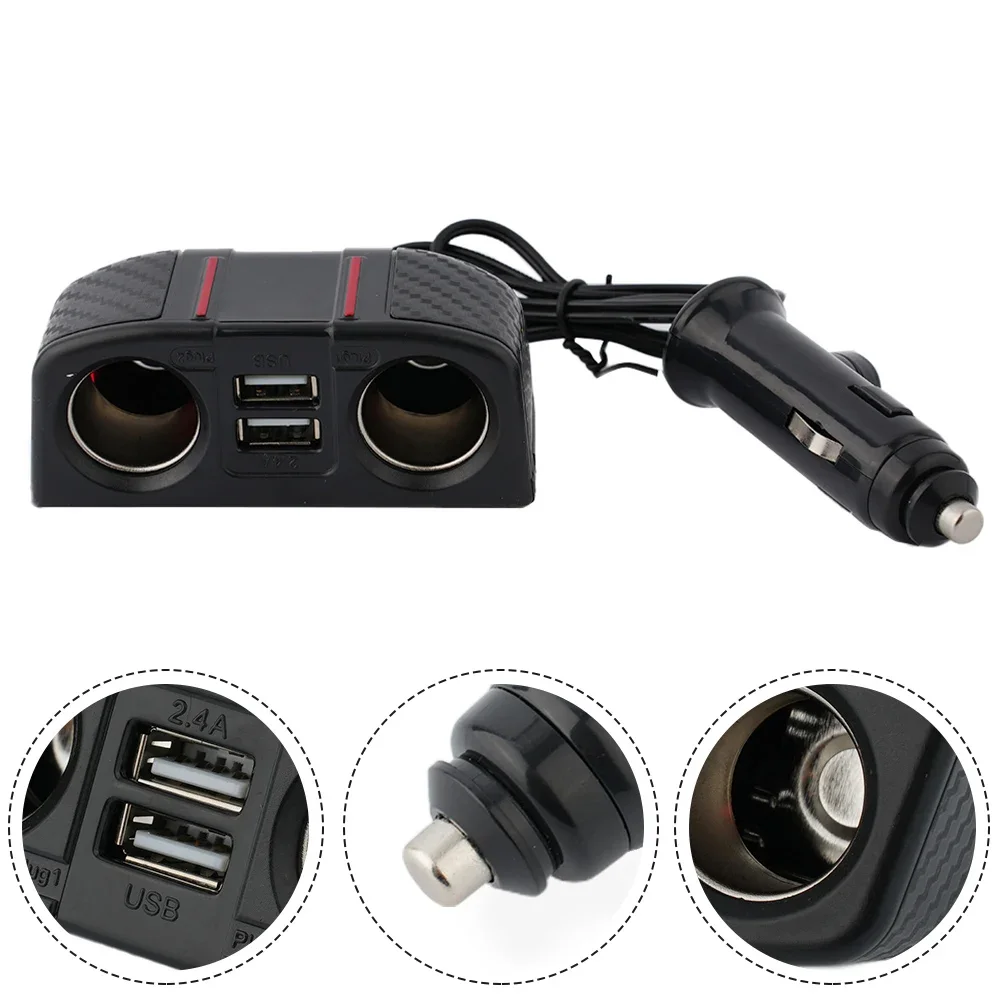 Accessory Car Charger Splitter Accessories Black Dual USB Power Adapter Practical Quality Replacement 12V Outlet 2 Way