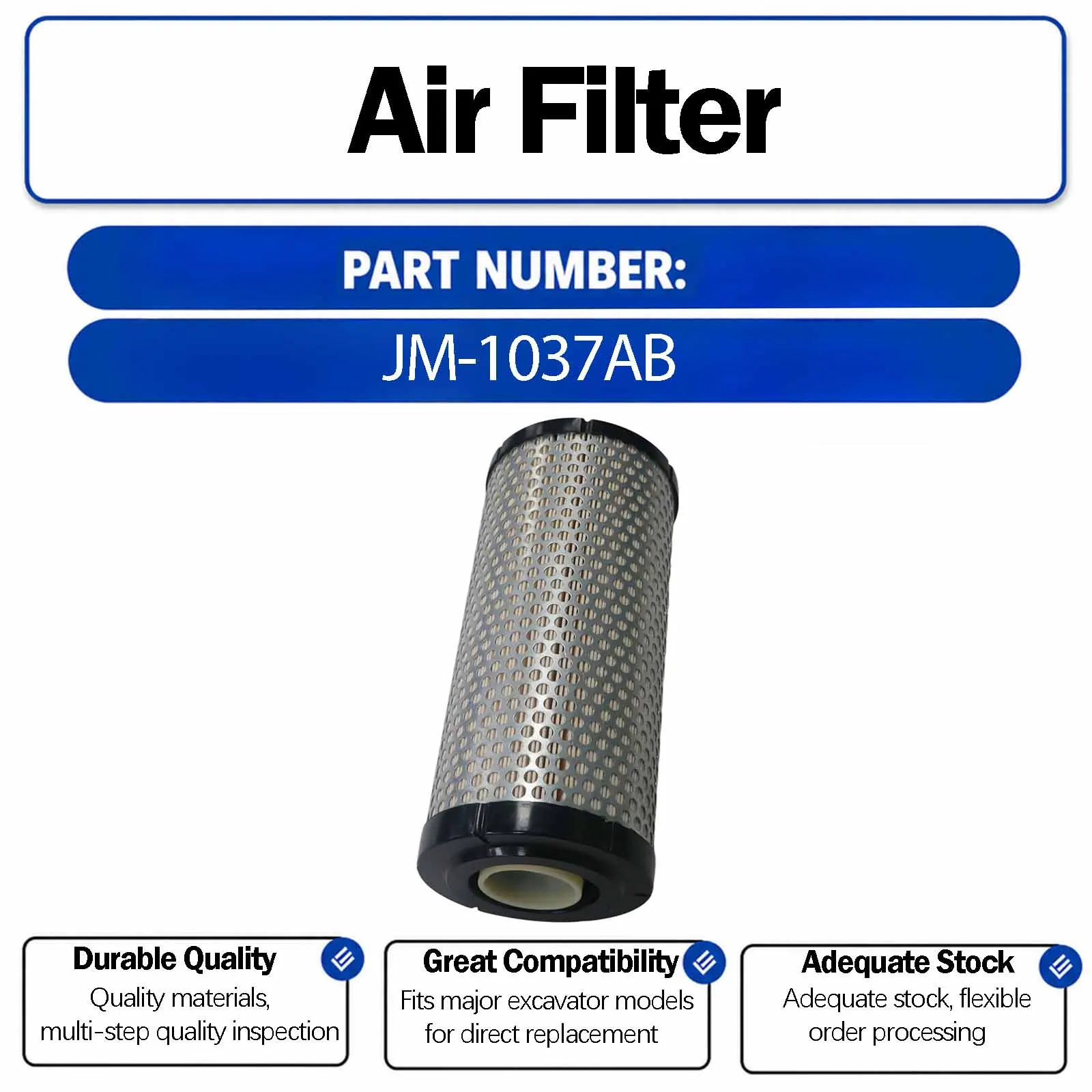 Air Filter JM-1037AB CA-7024AB For Kubota KX30 KX35 KX40 KX45 Excavator