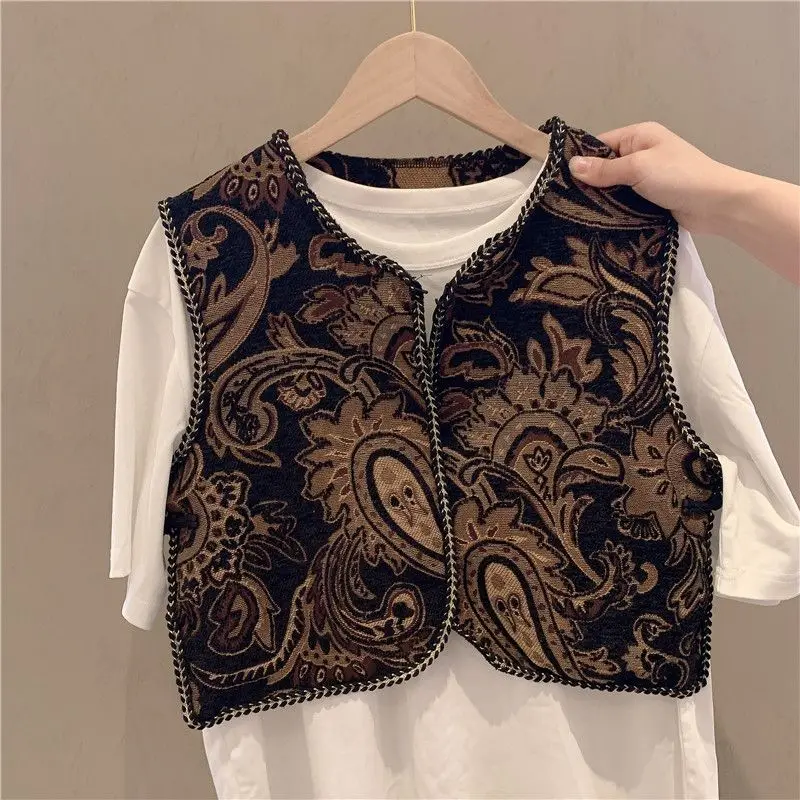 

Spring Ethnic Style Womens Embroidered Vest Cardigan Waistcoat