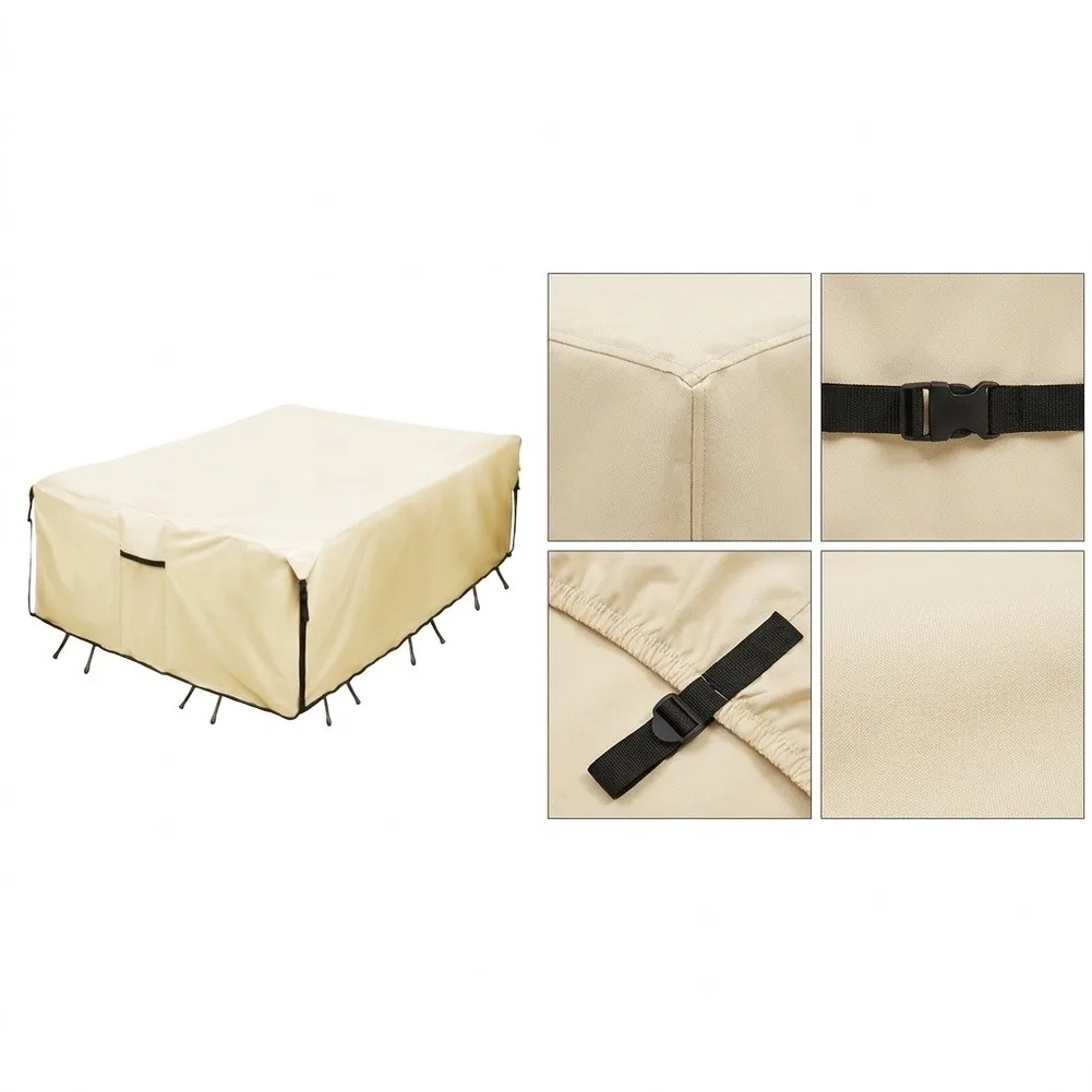 Patent-Design Patio Furniture Cover for Square Table Arrangements Measuring Approximately 56 x 56 Inch Overall