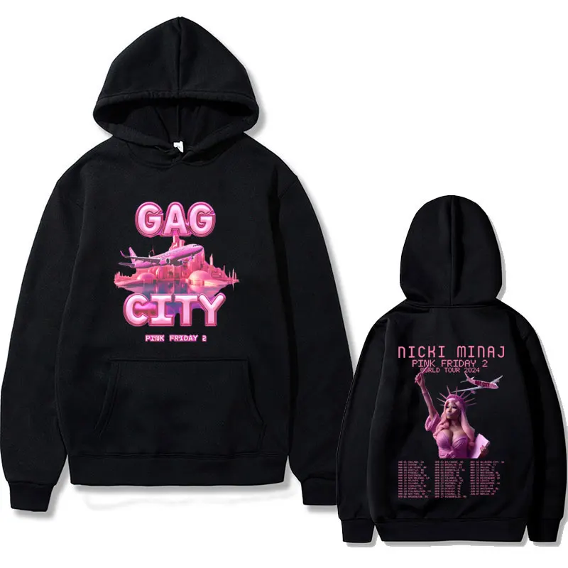 

Nicki Minaj GAG CITY Pink Friday 2 Tour 2024 Print Hoodie Men Women Hip Hop Oversized Sportswear Male Fashion Vintage Streetwear