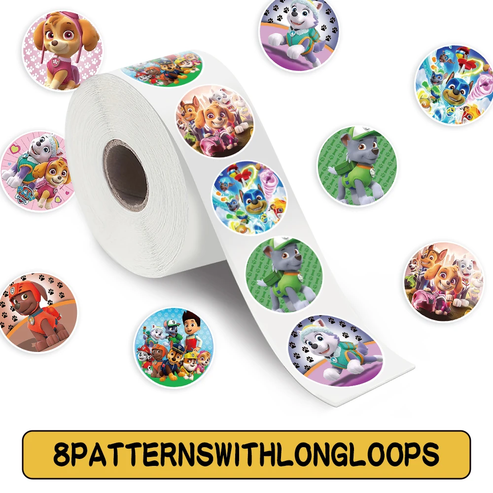 500 Uds. Rollo de sellado de dibujos animados de la patrulla canina pegatinas lindo Graffiti calcomanía impermeable juguetes para niños para caja de lápices refrigerador