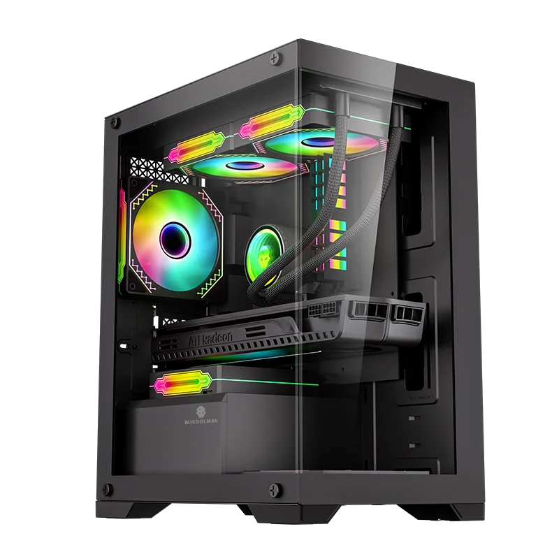 

Стеклянный корпус для компьютера WJCOOLMAN Prism, игровой настольный компьютер с боковой передачей света, поддерживает 240 водяным охлаждением и материнской платой ATX