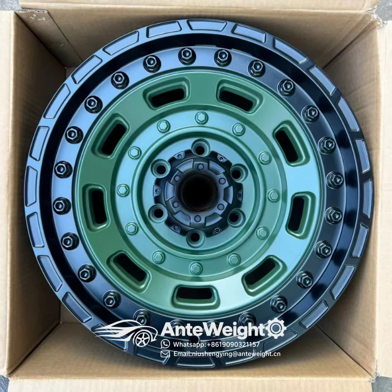 Mechanical style military green off-road wheel hub 17 18 19 inch custom forged alloy wheel hub 6x114.3 6x130 x139.7 for Haal H9