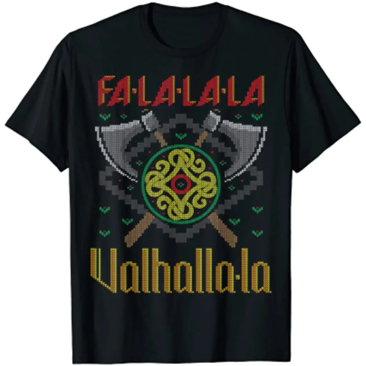 Fa-La-La Valhalla Ugly Christmas Sweater Nordic  style T-Shirt Short Sleeve Casual 100% Cotton O-Neck Mens T-shirt