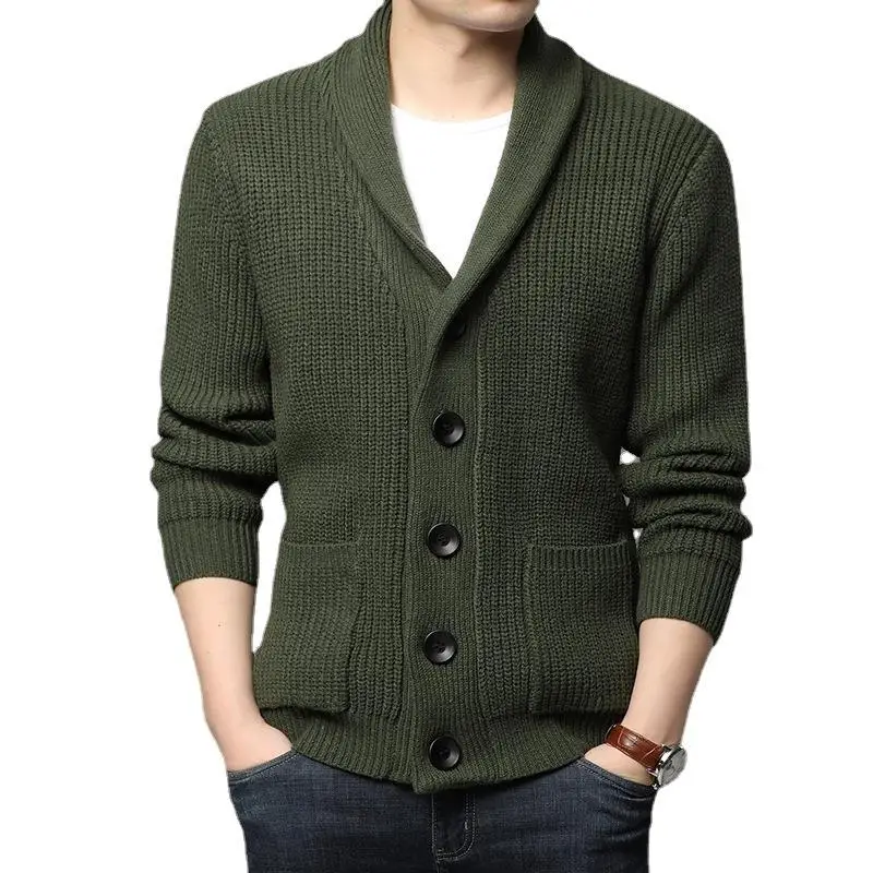 

Men's Long Sweater Cardigan High Collar with ket Thiened Briti Sle Knitted Casual Wear Resistant Sinkage