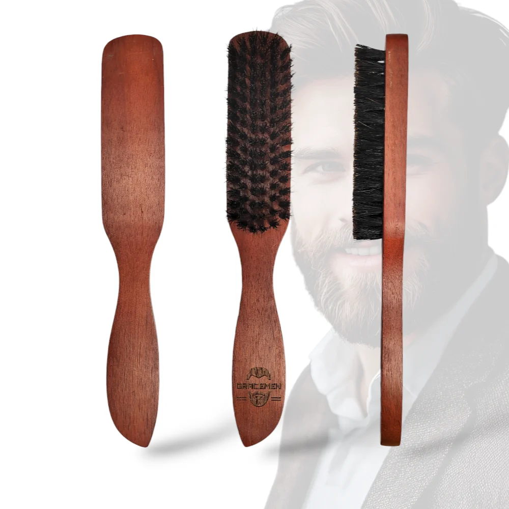 

Gracemen Professional Wood Handle Boar Bristle Beard Brush Hairdresser Shaving Tool Comb Wooden Mustache Brush Hair Stylist Comb