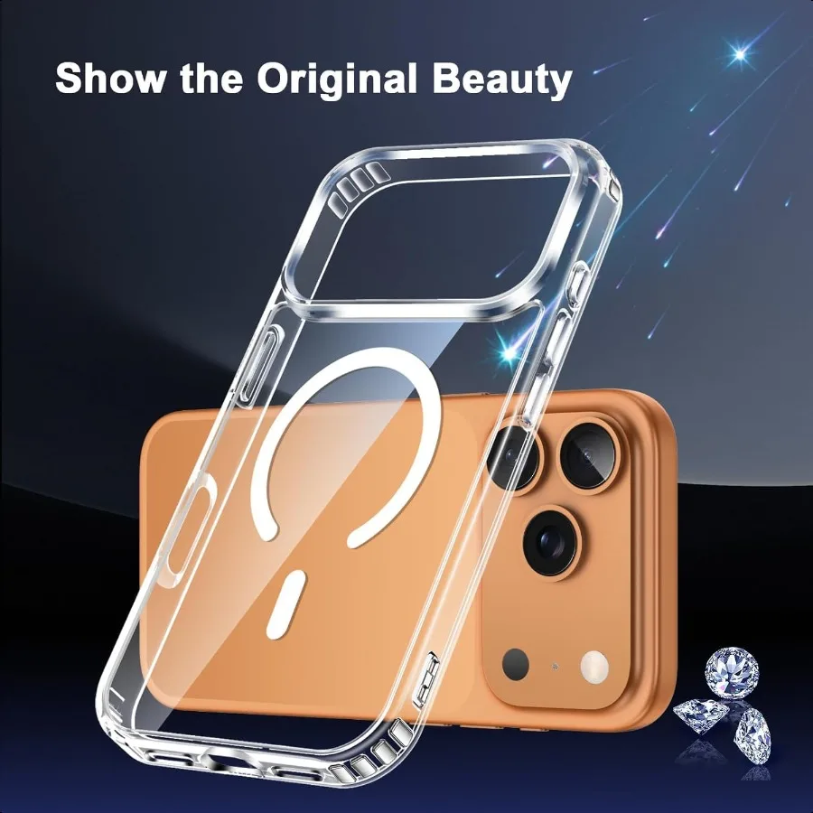 Etui na iPhone 17 Pro Max Przezroczyste Magnetyczne Etui na iPhone 17 ProMax z Ochroną Ekranu i Ochroną Aparatu [Kompatybilne z MagSafe]