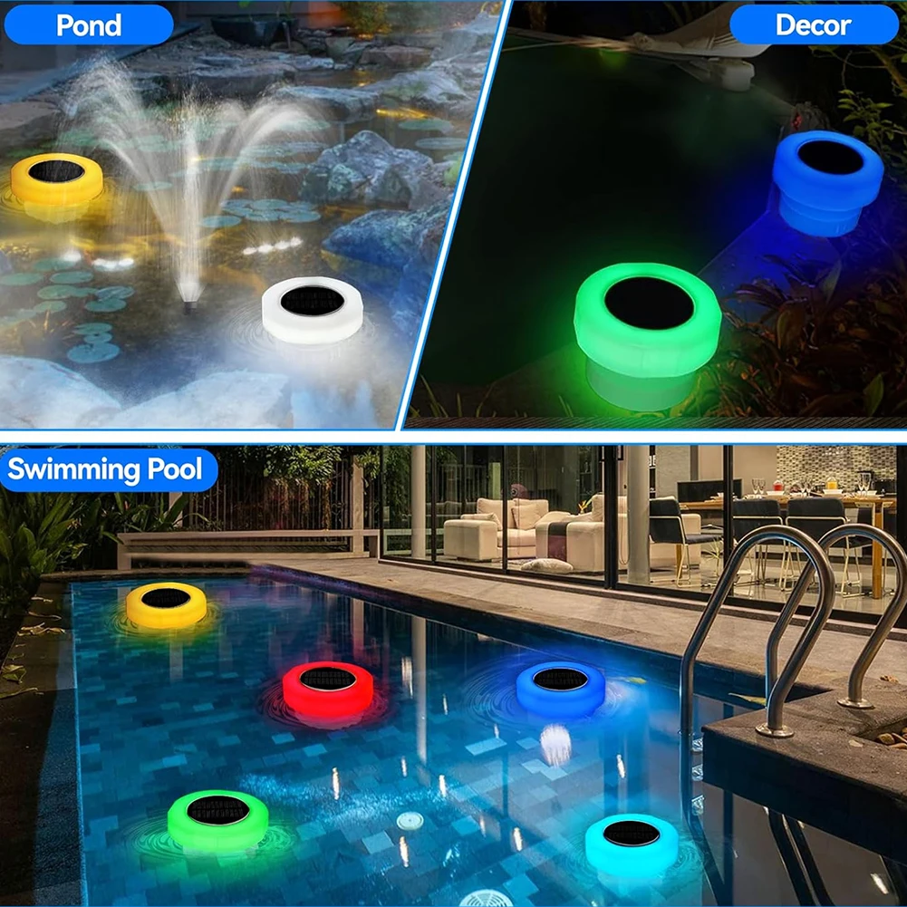 Detergente per acqua galleggiante per cloro solare con cloratore galleggiante per piscina a luce colorata IP68 impermeabile per compresse fino a 3 pollici
