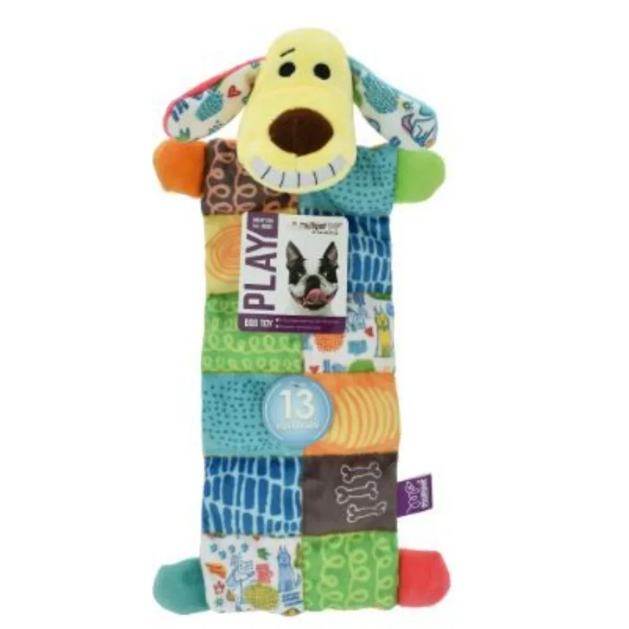 

Multipet Smiling Loofa Mat Plush Dog Toy 12 inches Long 13 Squeakers