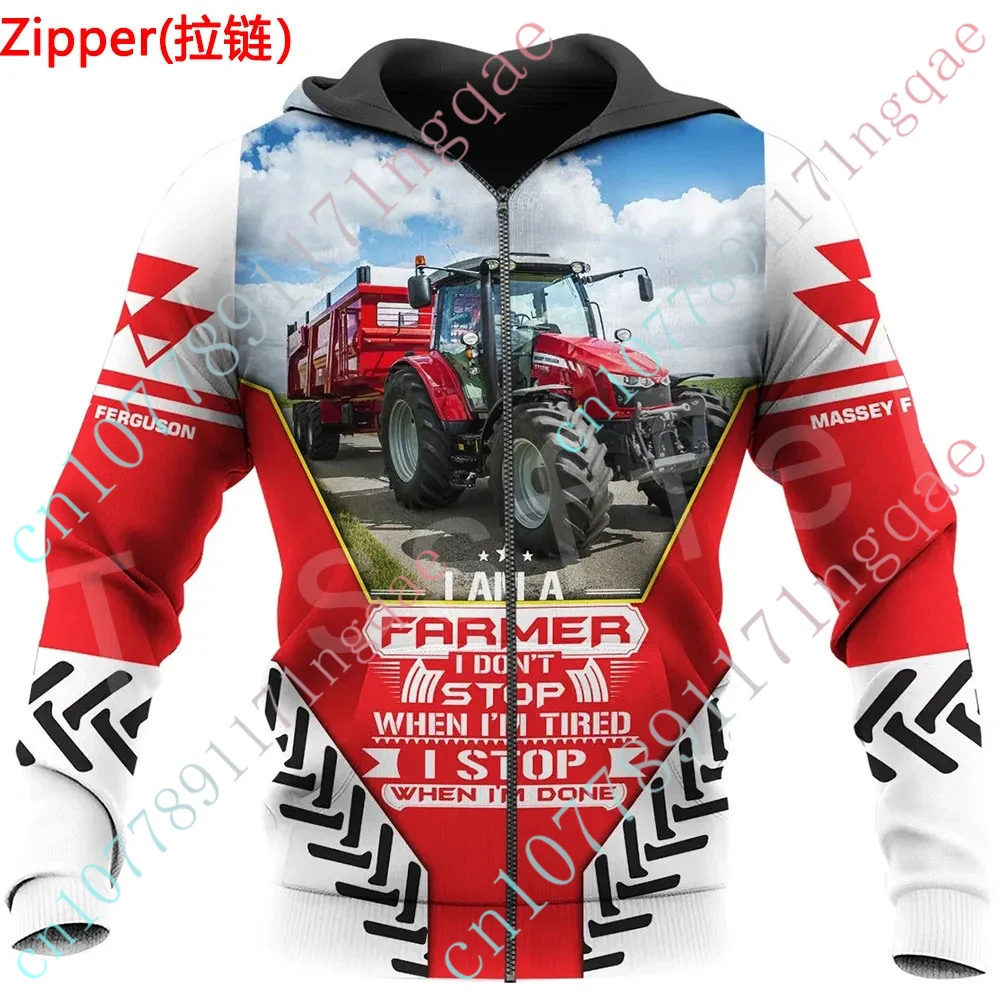 Massey Ferguson Oversize Zip Hoodies Casual Hoodies For Men Women Unisex Clothing Harajuku Pullover Anime Sweatshirt Custom Logo