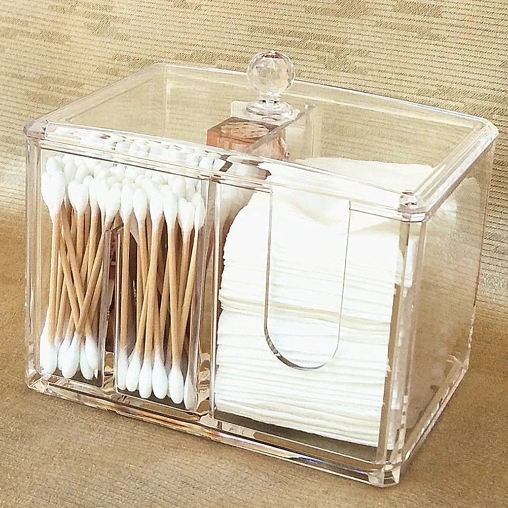 

Cotton Pad Organizer Swab Holder with Lid Storage Box for Cotton Balls Swabs Makeup Pads Cosmetics Container