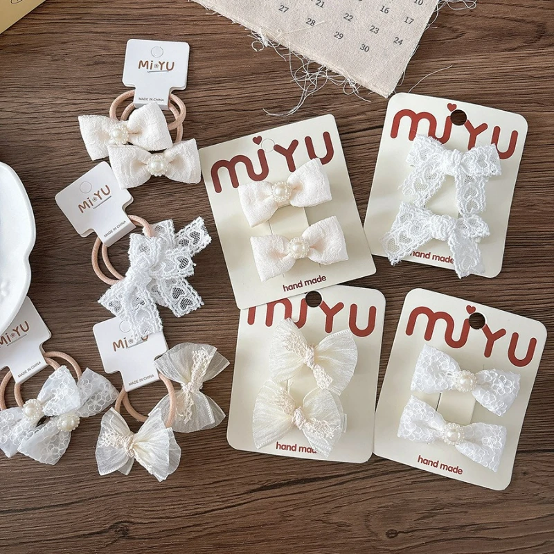 กิ๊บติดผมลูกไม้ทำมือ น่ารักหวานแหวว แบบคลุมเต็ม กิ๊บข้างทรงพู่สไตล์นางฟ้าสีเบจ ที่รัดผมหางม้าอเนกประสงค์สำหรับเด็กผู้หญิง