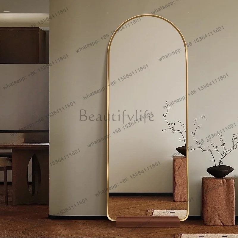 LSWooden Oval Mirror Big Bathroom Makeup Long Bedroom Full Body Decoration Mirror Standing Vanity Espelhos Living  Decorations