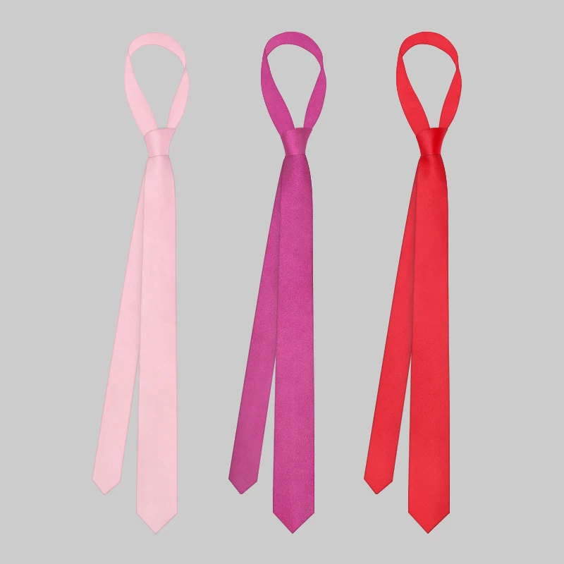 ピンクのシルクネクタイ-メンズ-カジュアル-スリム-スムース表面-スクール-カレッジテーマ-ピュアカラー-韓国版-トレンディ-ネティ-ファッション-アクセサリー