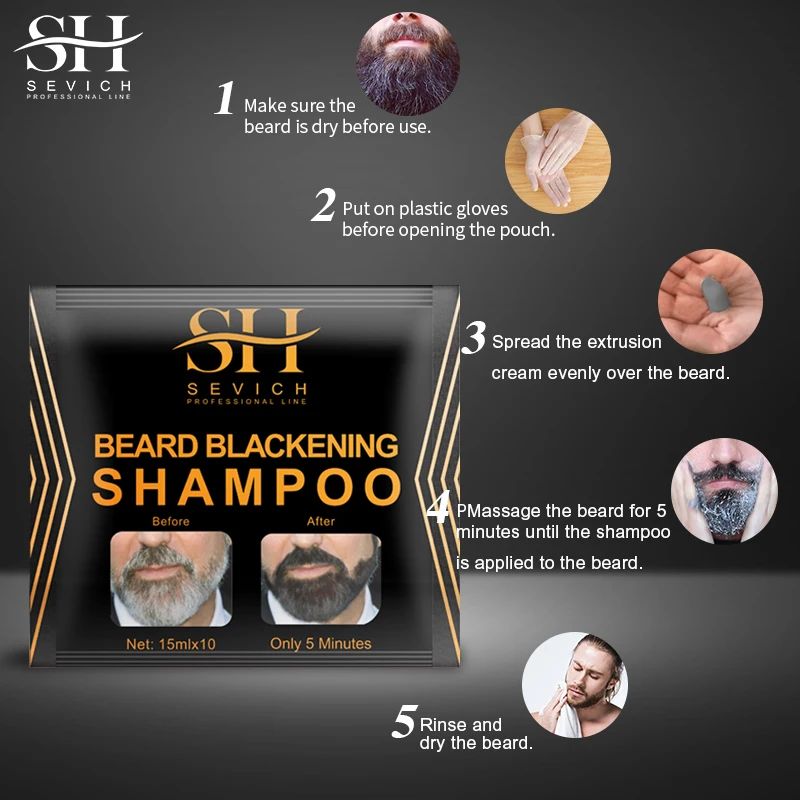 1/10PCS Natural Hair Dye Black Beard Shampoo Plant-Based Natural Long Lasting Permanent Beard Color Shampoo Men's Fashion Tool view 6